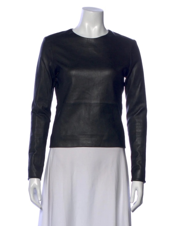 The Row Tops - The Row lambskin 8 Black Long-Sleeve top